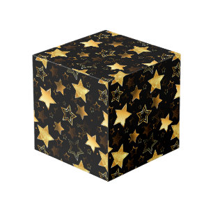 Seamless pattern with Golden Stars Cube