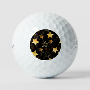 Seamless pattern with Golden Stars Golf Balls