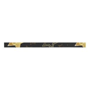 Seamless pattern with Golden Stars Grosgrain Ribbon