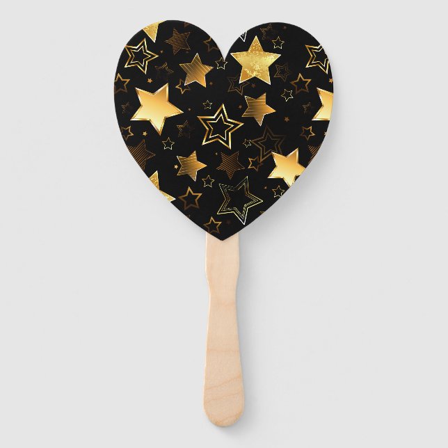 Seamless pattern with Golden Stars Hand Fan (Front)
