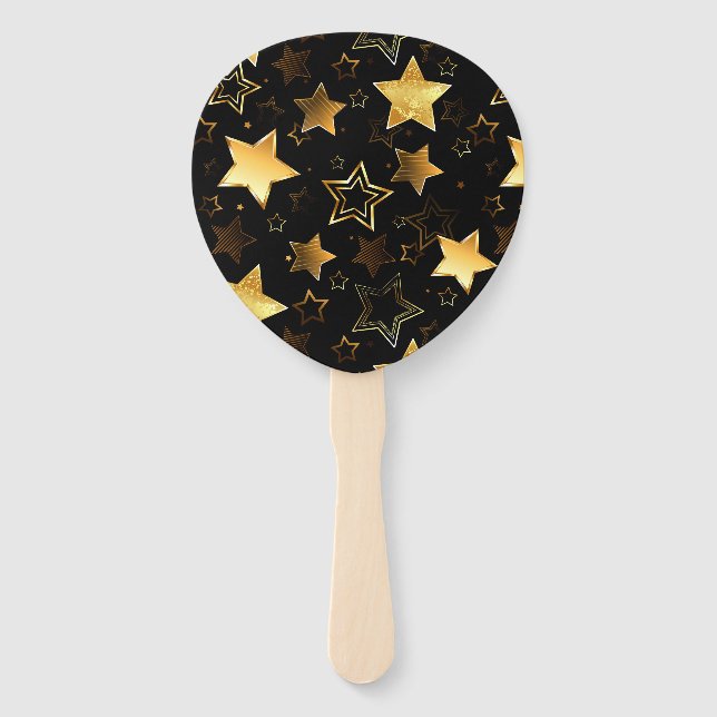 Seamless pattern with Golden Stars Hand Fan (Front)