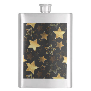 Seamless pattern with Golden Stars Hip Flask