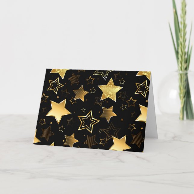 Seamless pattern with Golden Stars Holiday Card (Front)