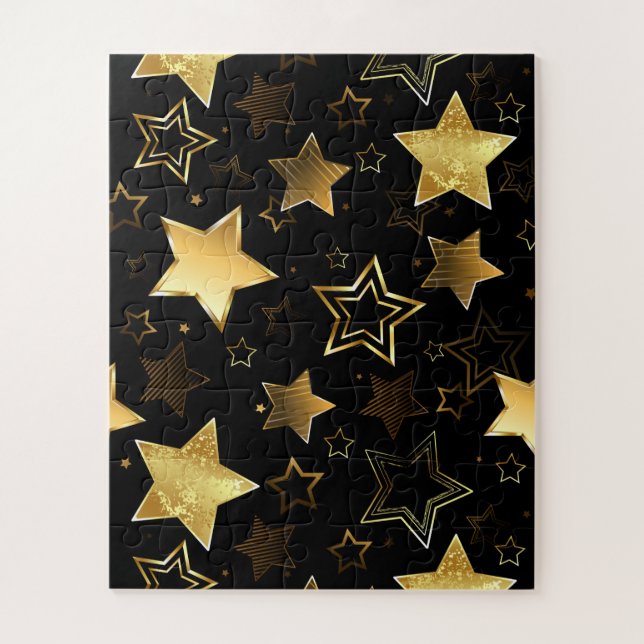 Seamless pattern with Golden Stars Jigsaw Puzzle (Vertical)