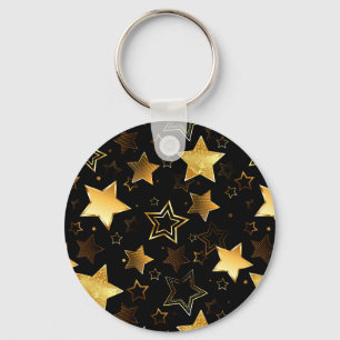 Seamless pattern with Golden Stars Key Ring