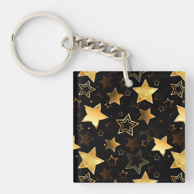 Seamless pattern with Golden Stars Key Ring (Front)