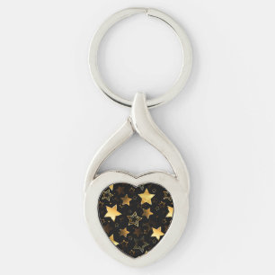 Seamless pattern with Golden Stars Key Ring