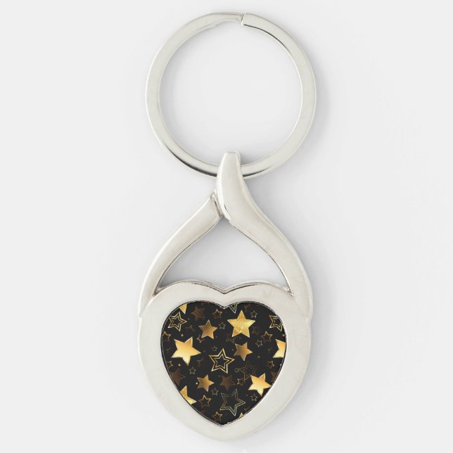 Seamless pattern with Golden Stars Key Ring (Front)