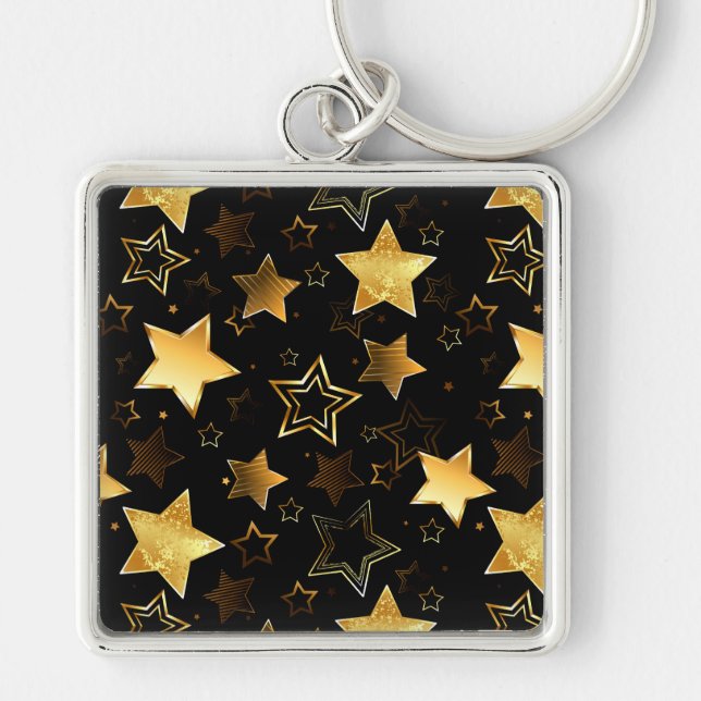 Seamless pattern with Golden Stars Key Ring (Front)