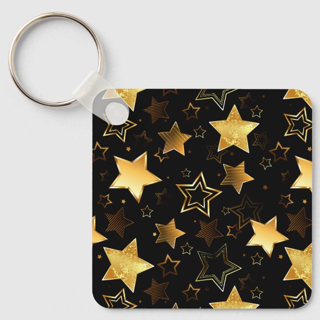 Seamless pattern with Golden Stars Key Ring (Front)
