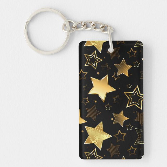 Seamless pattern with Golden Stars Key Ring (Front)