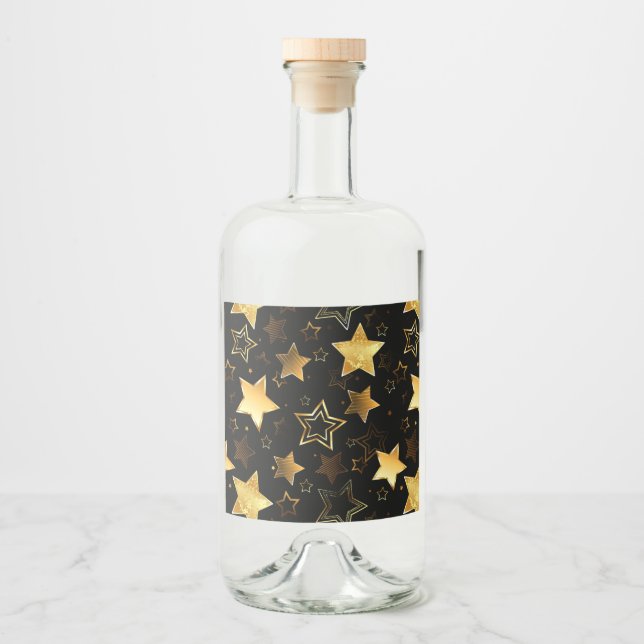 Seamless pattern with Golden Stars Liquor Bottle Label (Front)