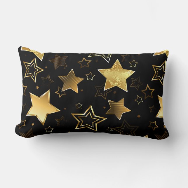 Seamless pattern with Golden Stars Lumbar Cushion (Front)