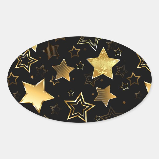 Seamless pattern with Golden Stars Oval Sticker (Front)