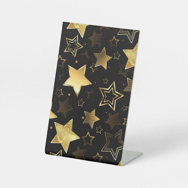 Seamless pattern with Golden Stars Pedestal Sign (Front)