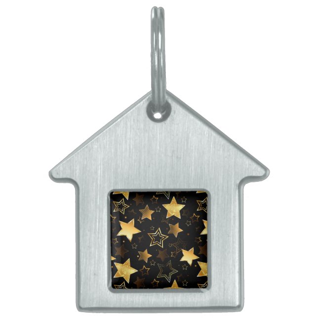 Seamless pattern with Golden Stars Pet ID Tag (Front)