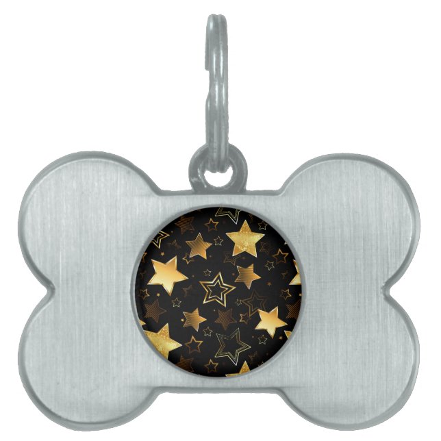 Seamless pattern with Golden Stars Pet ID Tag (Front)