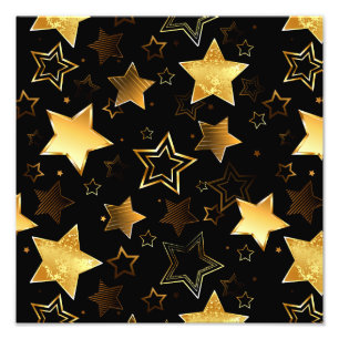 Seamless pattern with Golden Stars Photo Print