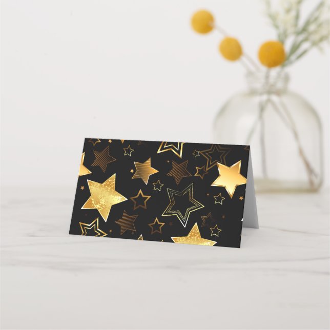 Seamless pattern with Golden Stars Place Card (Front)