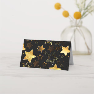 Seamless pattern with Golden Stars Place Card