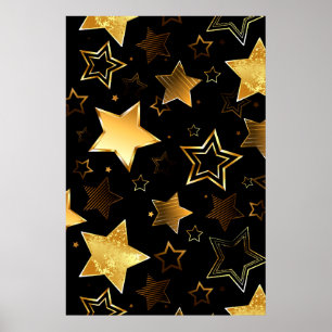 Seamless pattern with Golden Stars Poster
