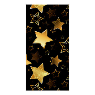 Seamless pattern with Golden Stars Poster
