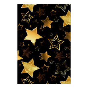 Seamless pattern with Golden Stars Poster