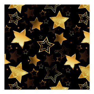 Seamless pattern with Golden Stars Poster