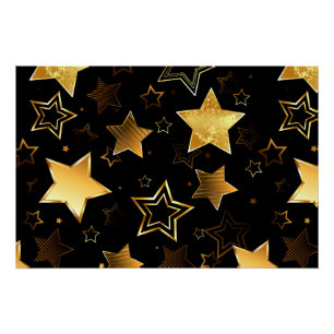 Seamless pattern with Golden Stars Poster