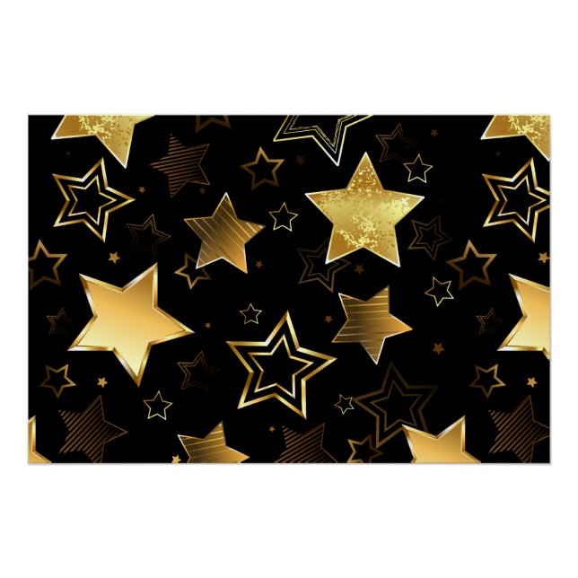 Seamless pattern with Golden Stars Poster (Front)