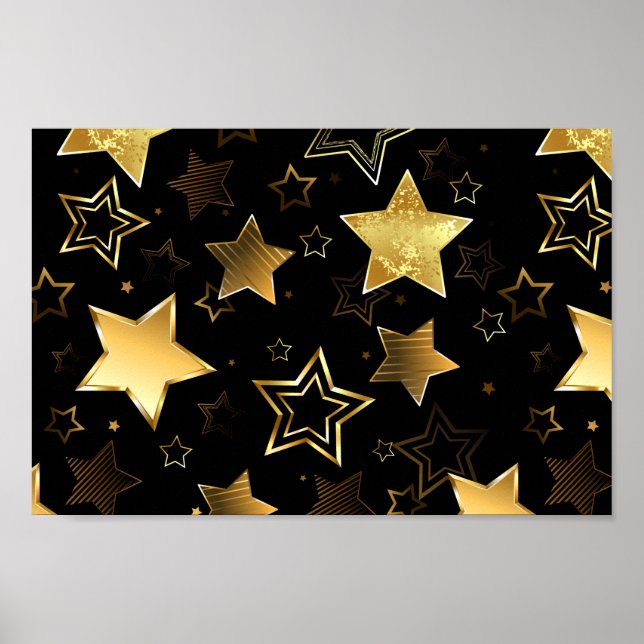 Seamless pattern with Golden Stars Poster (Front)
