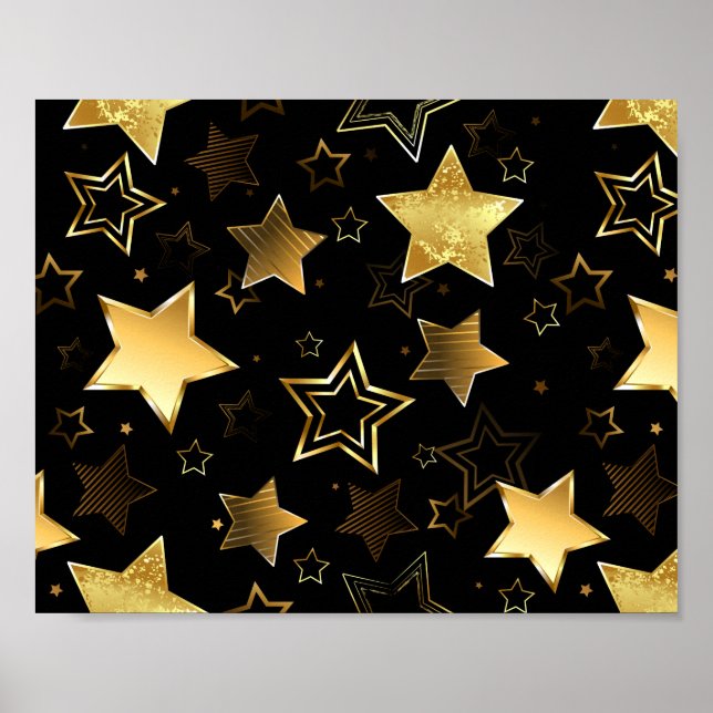 Seamless pattern with Golden Stars Poster (Front)