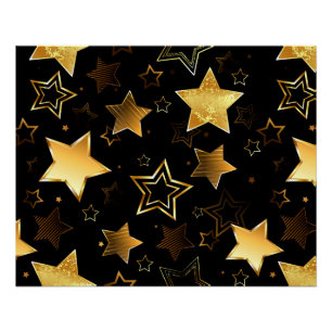 Seamless pattern with Golden Stars Poster