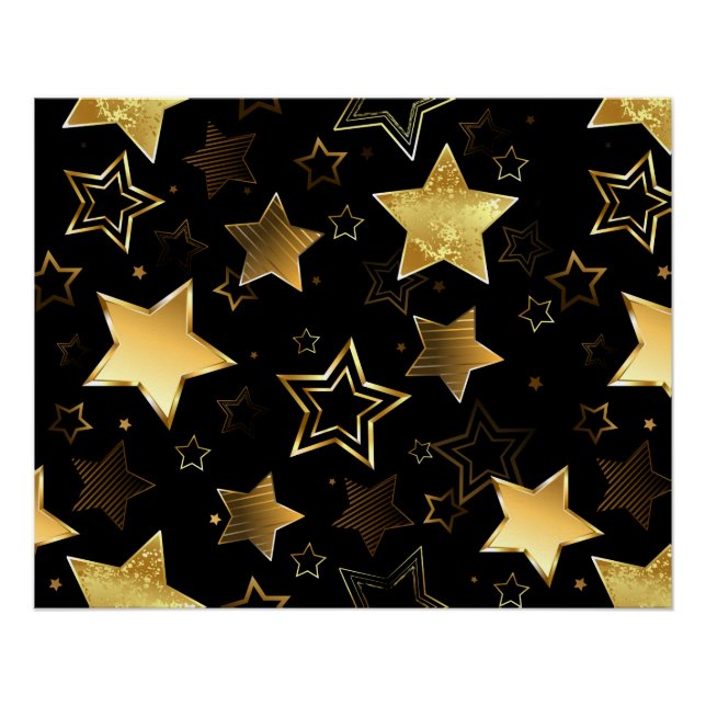 Seamless pattern with Golden Stars Poster (Front)