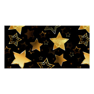 Seamless pattern with Golden Stars Poster