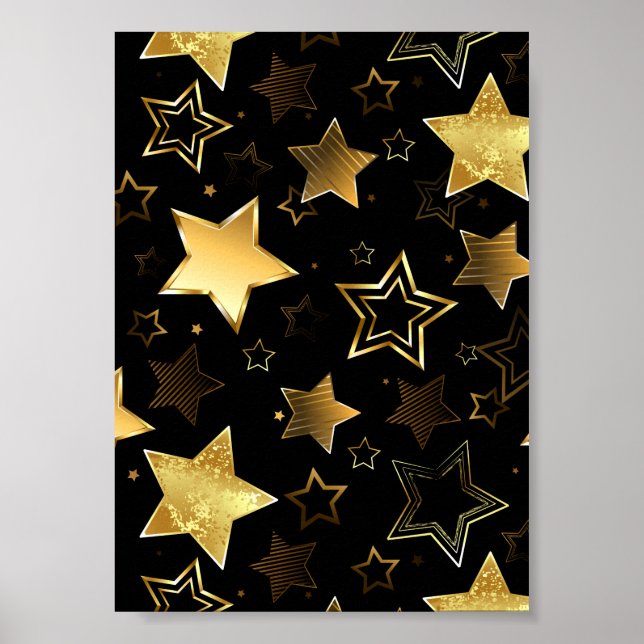 Seamless pattern with Golden Stars Poster (Front)