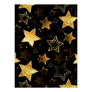 Seamless pattern with Golden Stars Poster