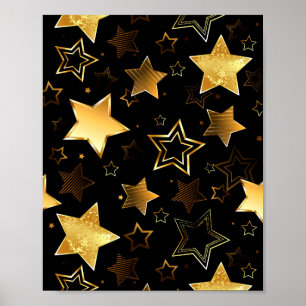 Seamless pattern with Golden Stars Poster