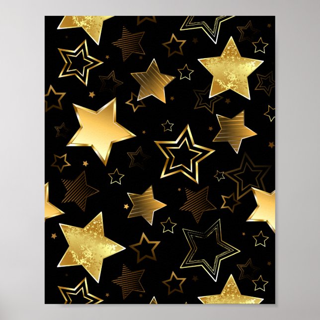 Seamless pattern with Golden Stars Poster (Front)