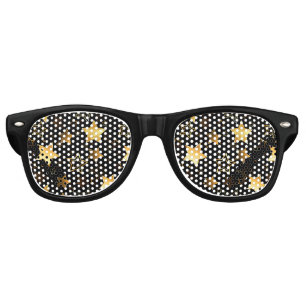 Seamless pattern with Golden Stars Retro Sunglasses