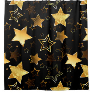 Seamless pattern with Golden Stars Shower Curtain