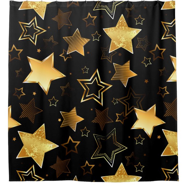 Seamless pattern with Golden Stars Shower Curtain (Front)