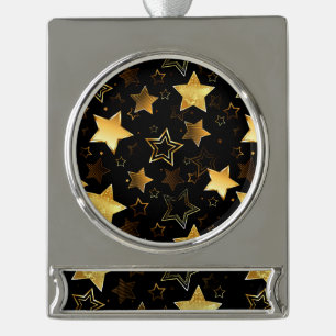 Seamless pattern with Golden Stars Silver Plated Banner Ornament