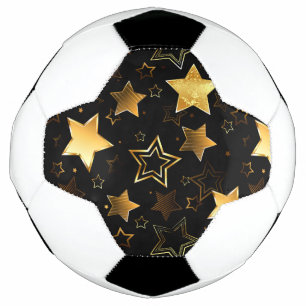 Seamless pattern with Golden Stars Soccer Ball