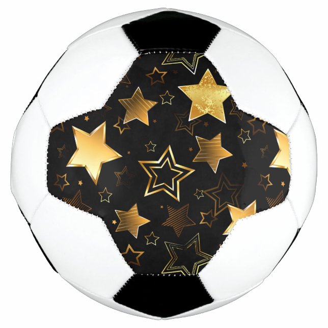 Seamless pattern with Golden Stars Soccer Ball (Front)
