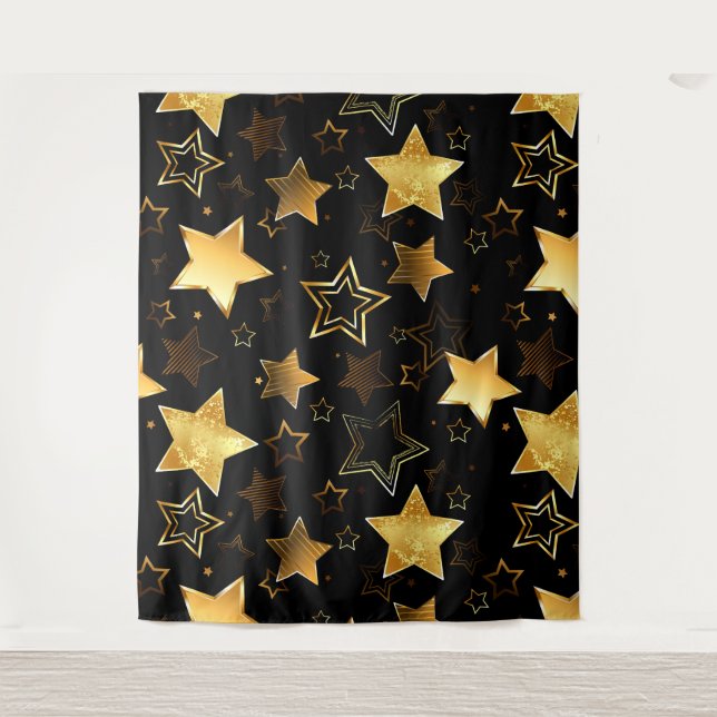 Seamless pattern with Golden Stars Tapestry (Front)
