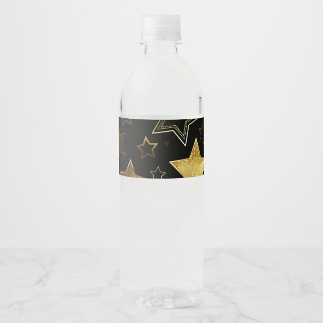 Seamless pattern with Golden Stars Water Bottle Label (Front)
