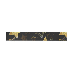 Seamless pattern with Golden Stars Wrap Around Label