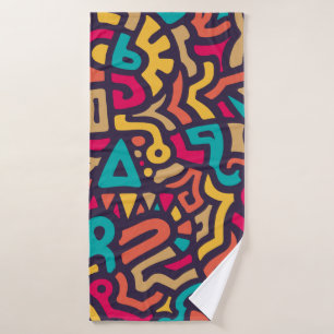 Seamless Pattern with Graffiti Curve Shapes. Mix o Bath Towel