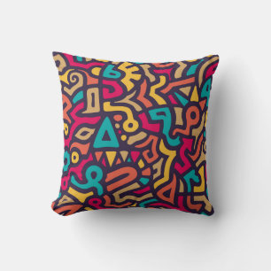 Seamless Pattern with Graffiti Curve Shapes. Mix o Cushion